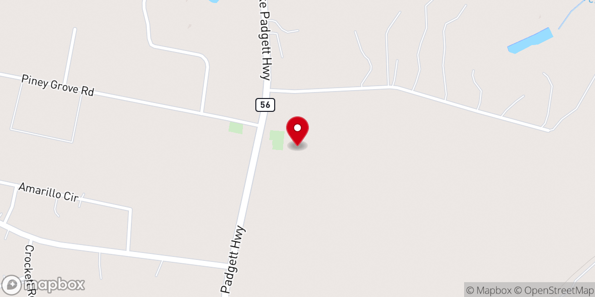 Map showing location of Piney Grove Baptist Church