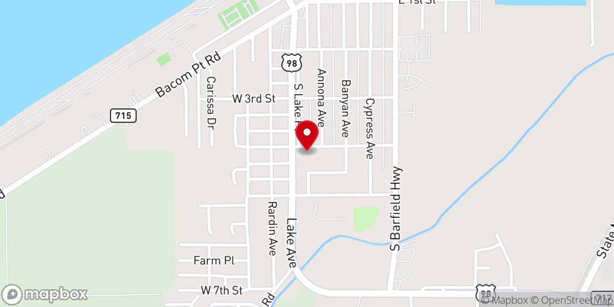 Map showing location of Pahokee Deliverance Christian Center