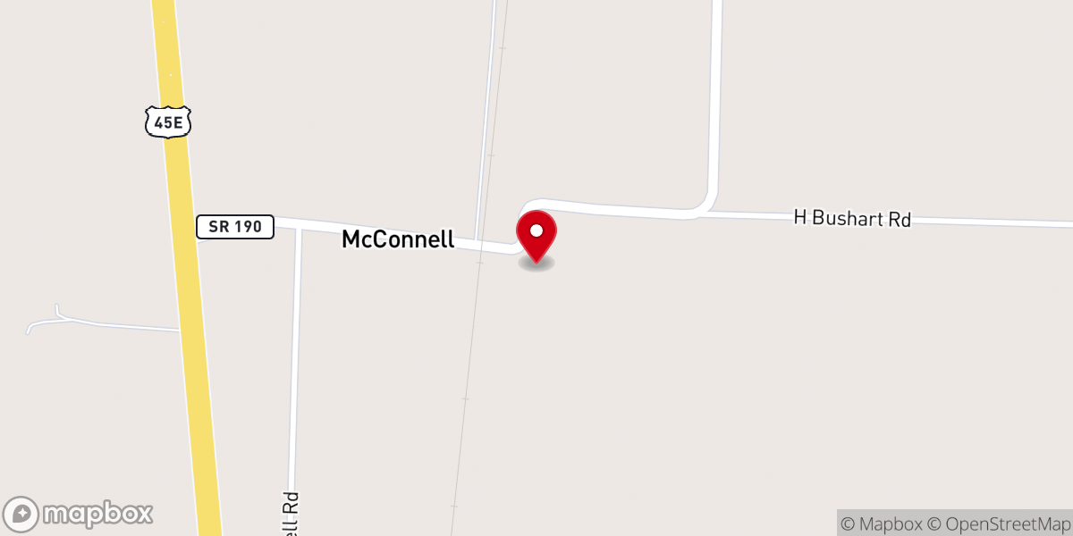 Map showing location of McConnell Baptist Church