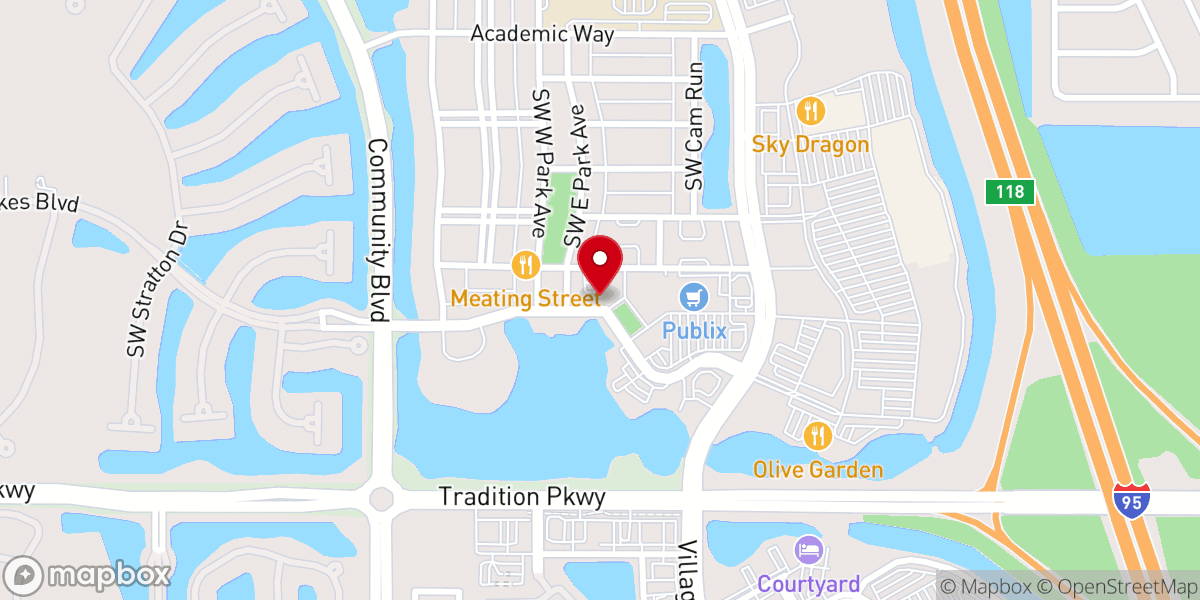 Map showing location of Tradition Town Hall
