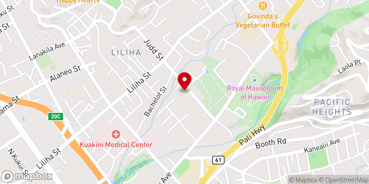 Map showing location of Tenrikyo Honolulu Ko Church