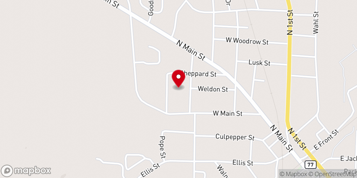 Map showing location of Temple Baptist Church of Milan Tennessee Inc