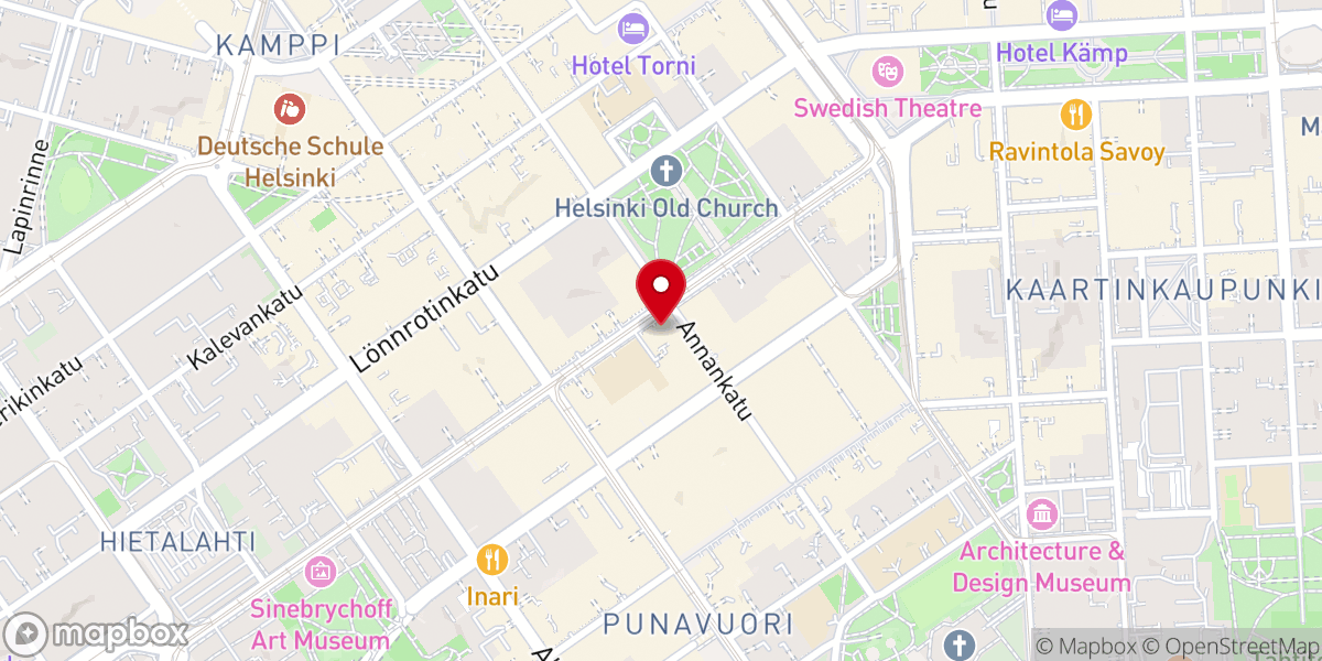 Map showing location of Helsingin tuomiokirkkoseurakunnan kirkkoherranvirasto