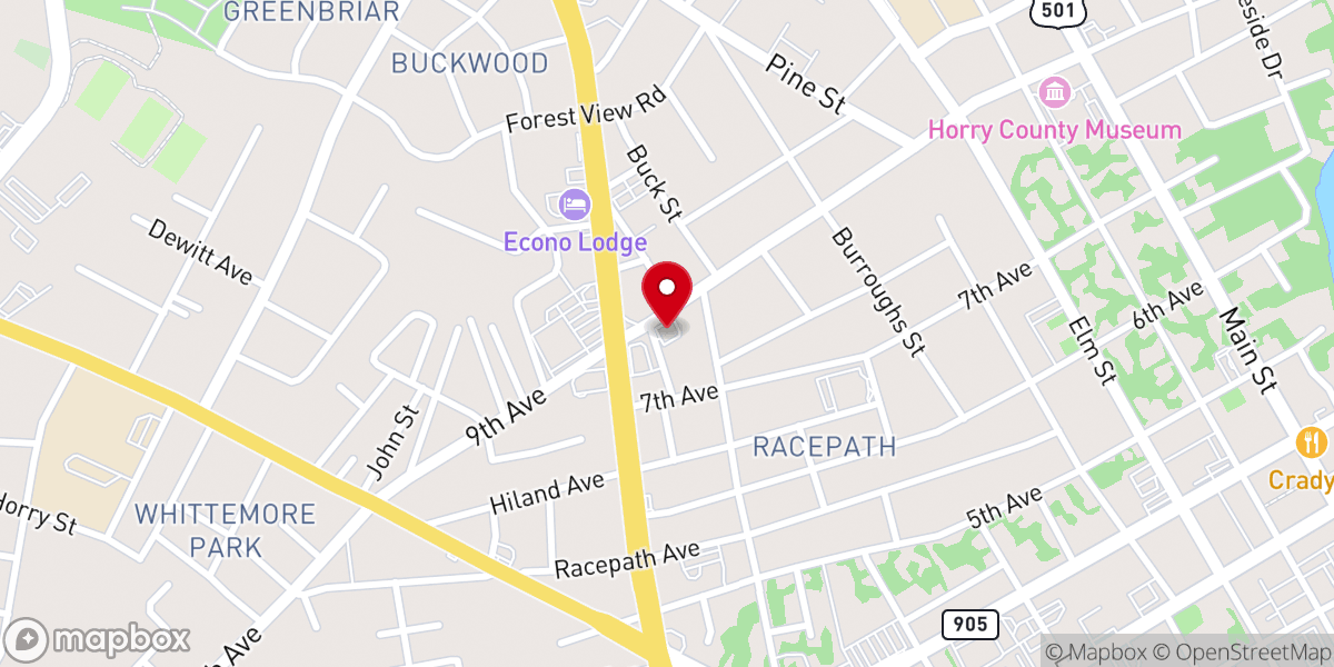Map showing location of Waccamaw Baptist Association