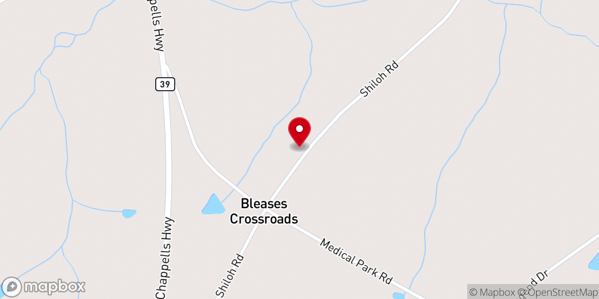 Map showing location of Shiloh Church