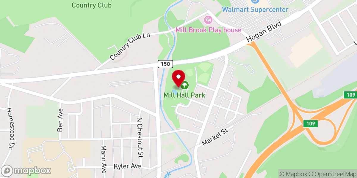 Map showing location of Mill Hall Community Pool