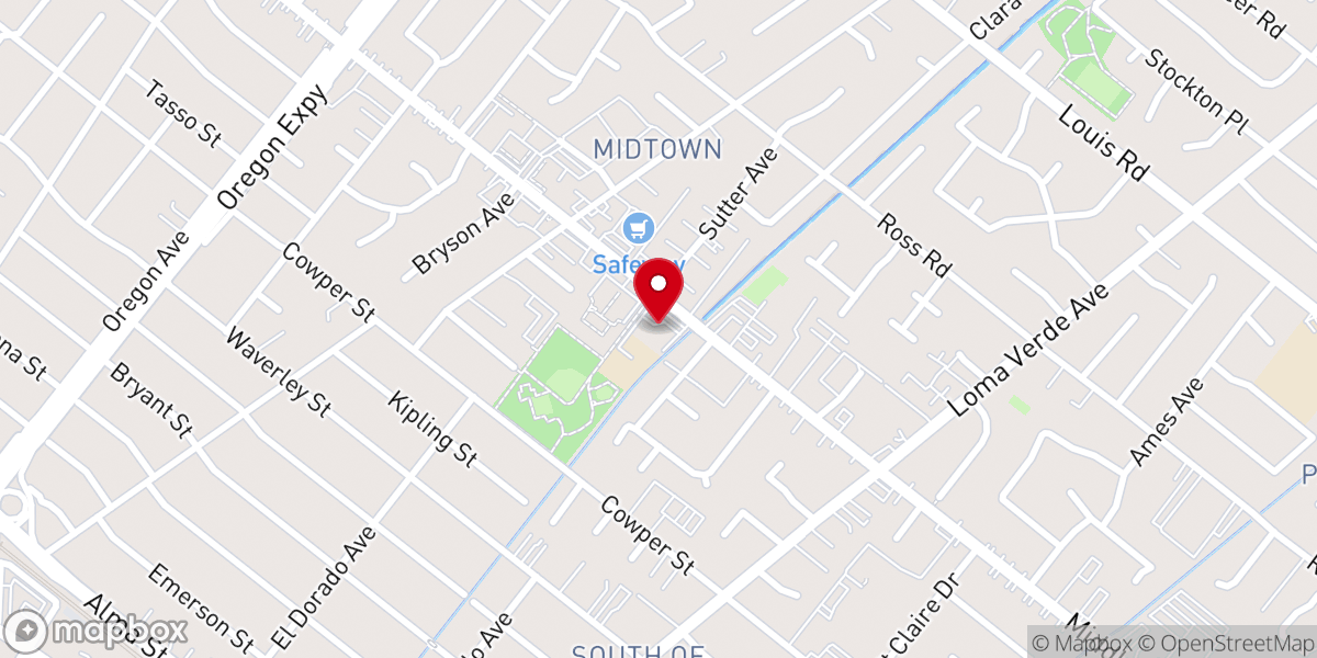 Map showing location of Palo Alto First Christian Church