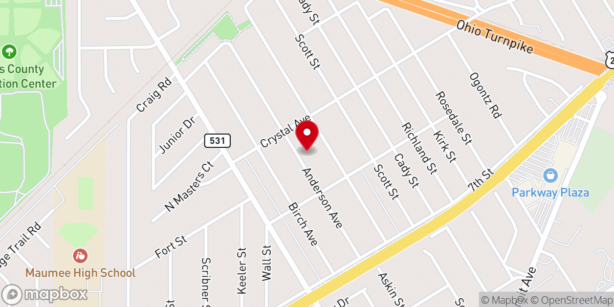 Map showing location of Glass City Community Church