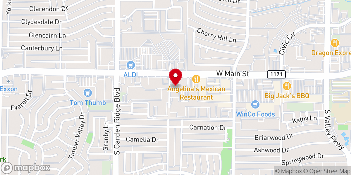 Map showing location of Baha'i Faith Lewisville Center
