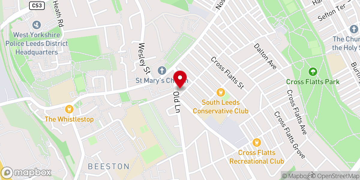 Map showing location of St Anthonys R C Church