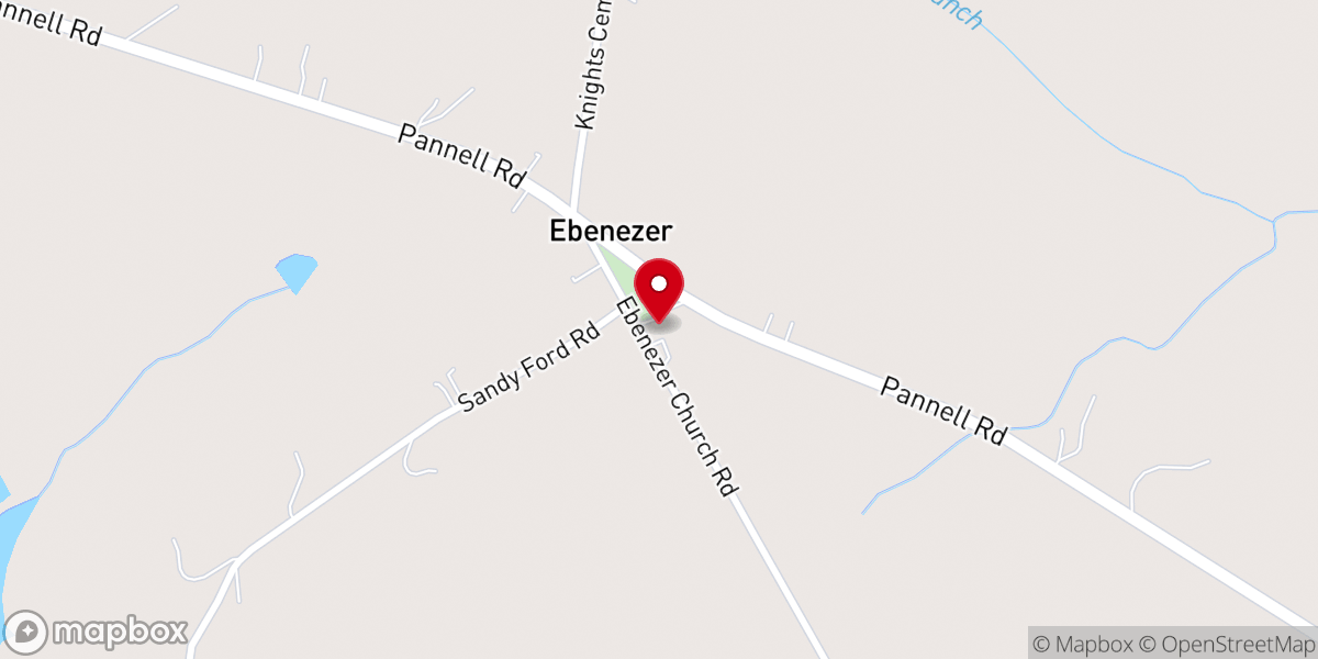 Map showing location of Ebenezer Baptist Church
