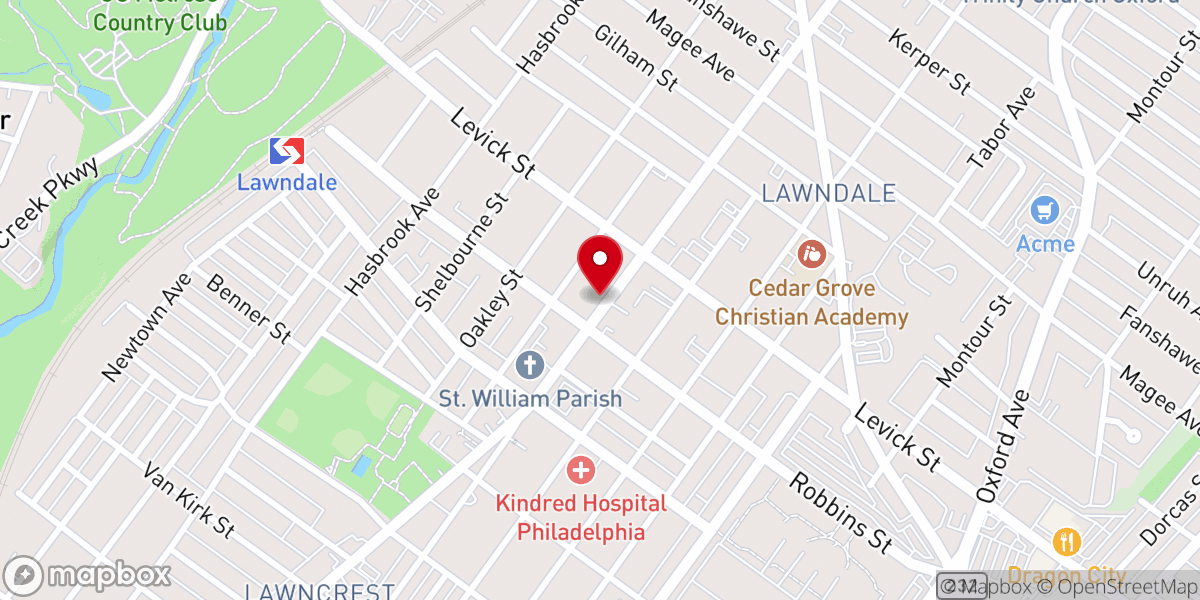 Map showing location of Philadelphia Bible Fellowship