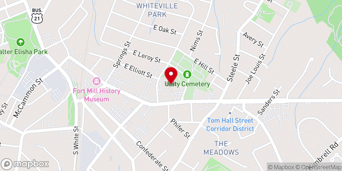 Map showing location of Unity Presbyterian Church