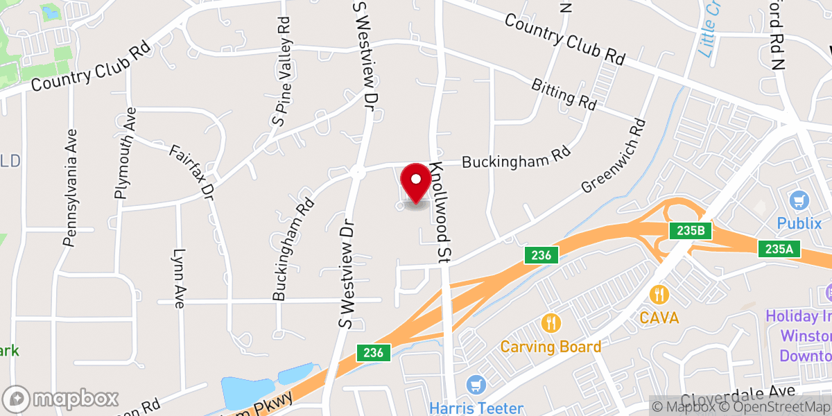 Map showing location of Knollwood Baptist Church