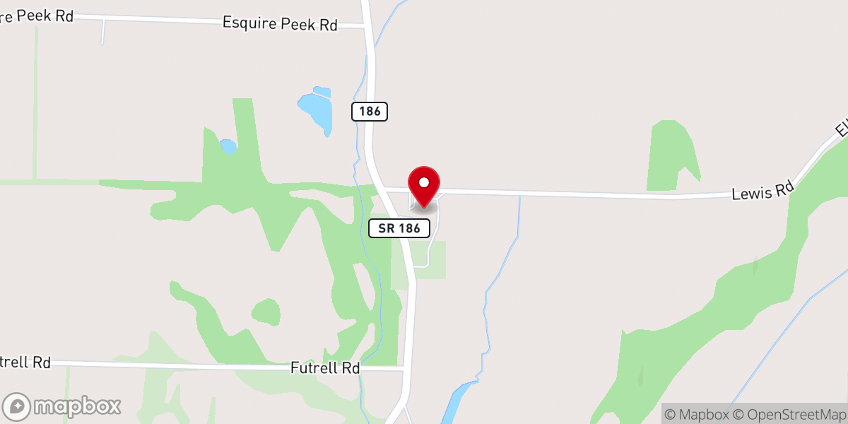 Map showing location of Antioch Baptist Church