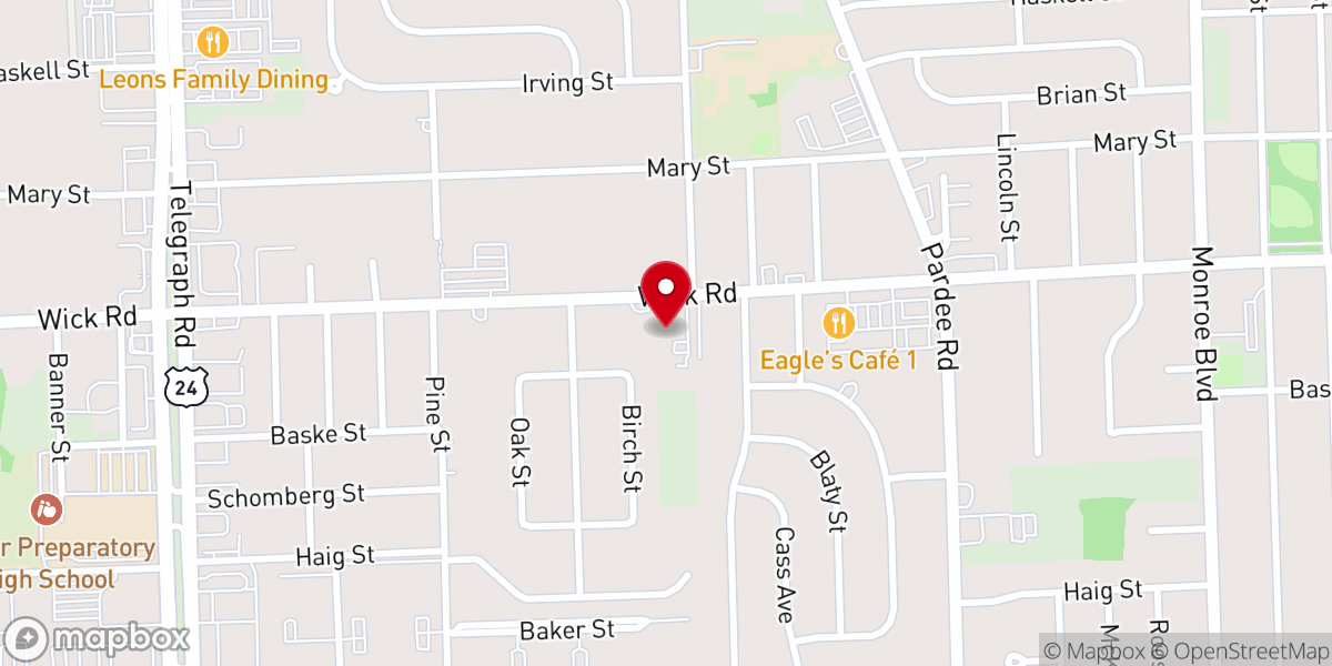 Map showing location of Harvest Worship Center- Church of God of Prophecy