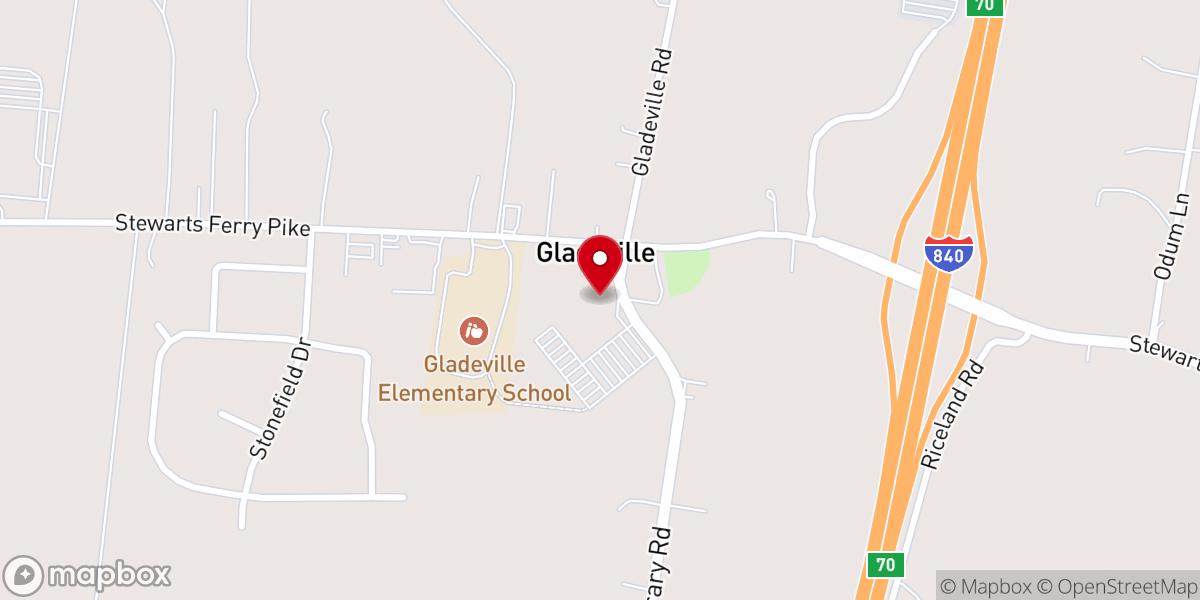Map showing location of The Glade Church