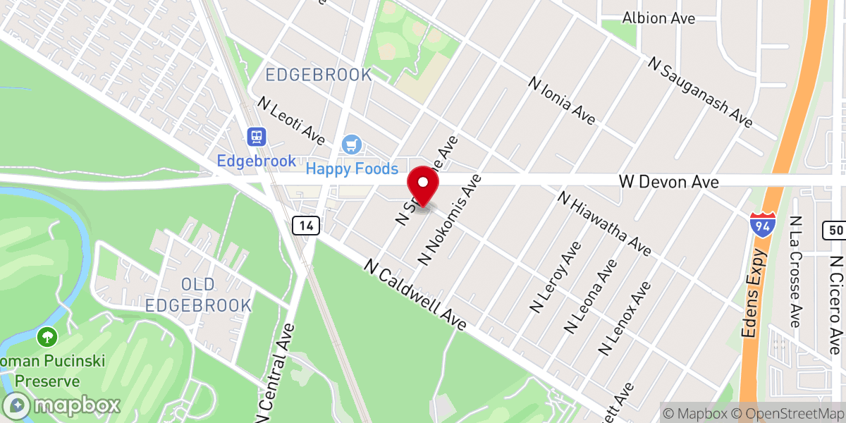 Map showing location of Edgebrook Evangelical Covenant Church