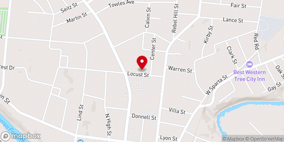 Map showing location of McMinnville Church of God