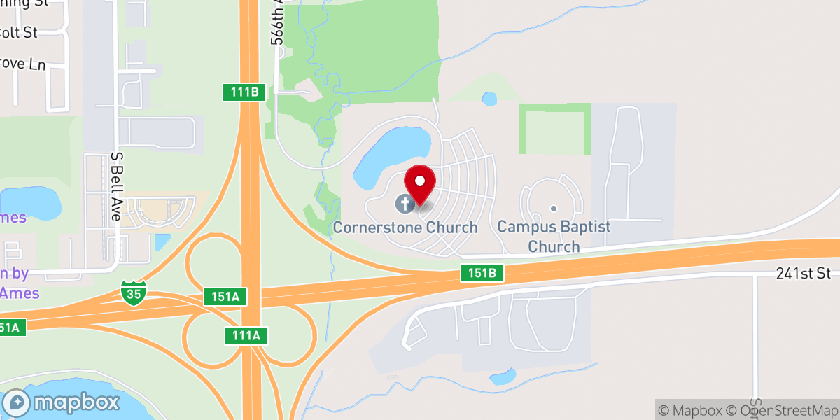 Map showing location of Cornerstone Church