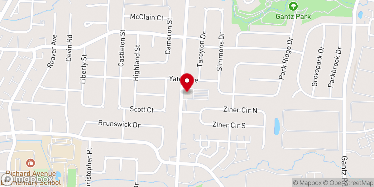 Map showing location of Highland Baptist Church