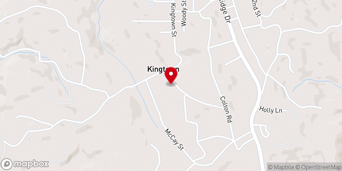 Map showing location of Kingtown Baptist Church