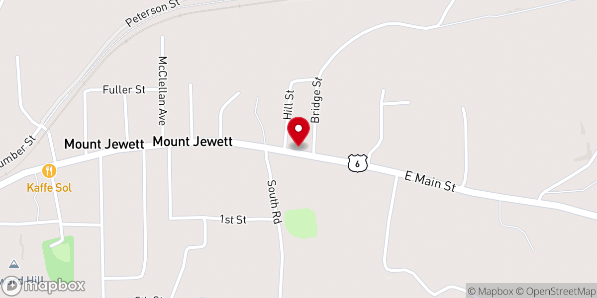 Map showing location of Mt Jewett Assembly of God