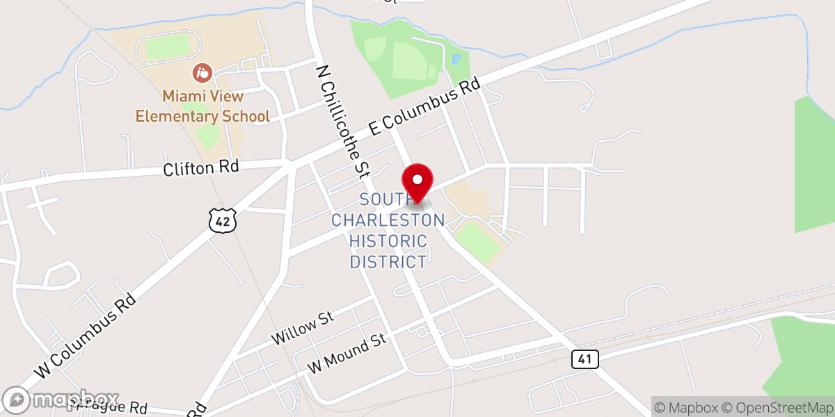 Map showing location of South Charleston United Methodist Church