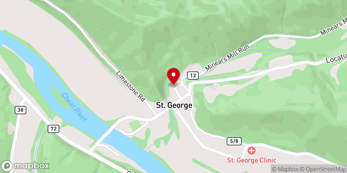 Map showing location of St. George United Methodist Church