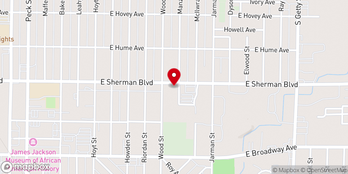 Map showing location of Beulah Baptist Church