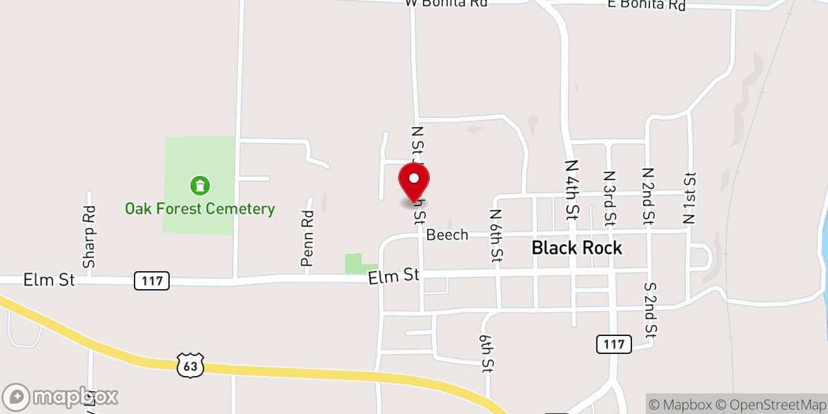 Map showing location of Black Rock Community Center