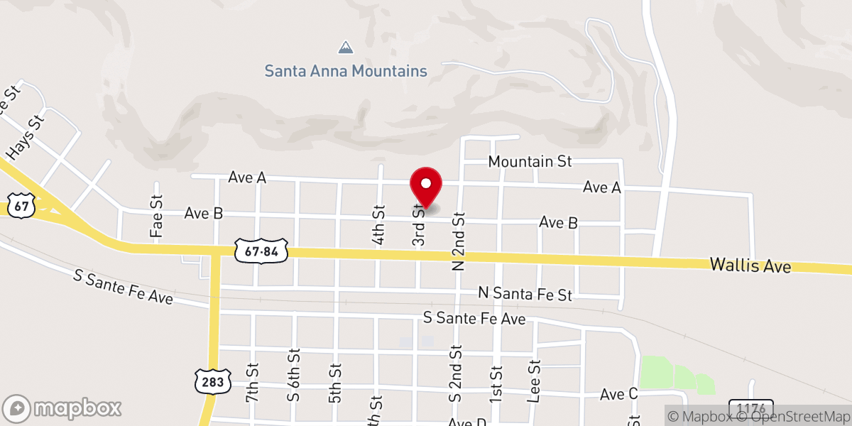 Map showing location of Northside Baptist Church
