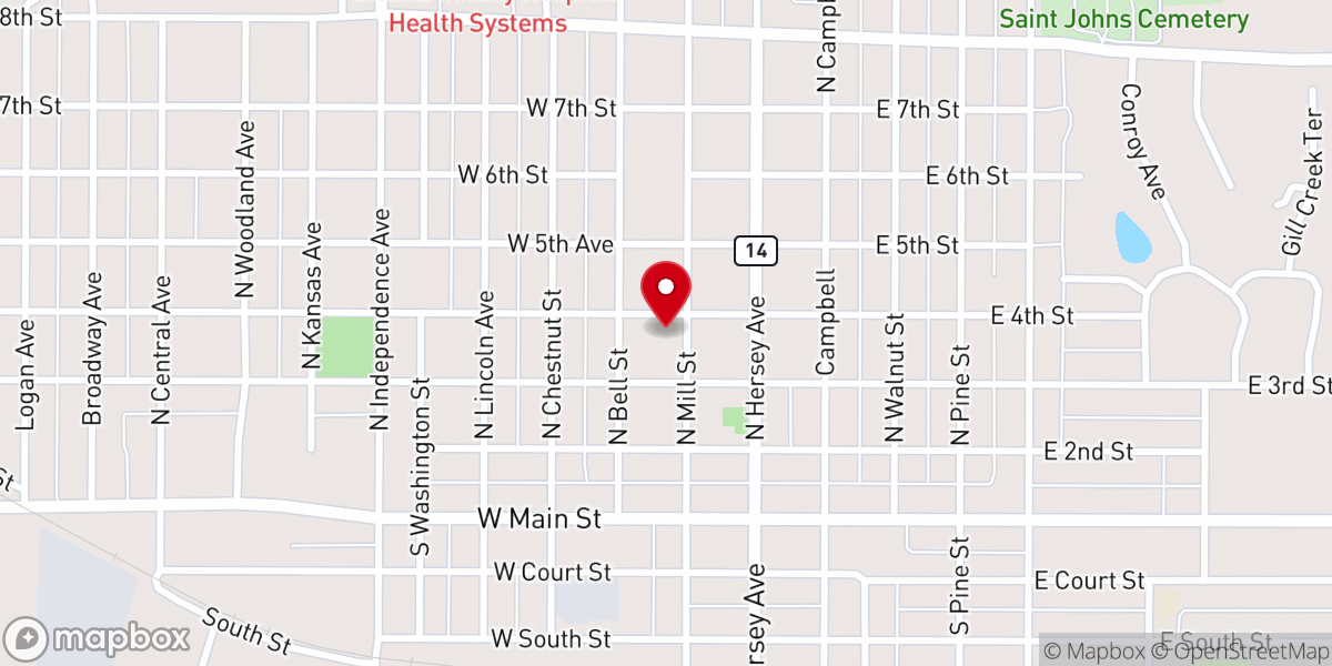 Map showing location of Beloit First Christian Church
