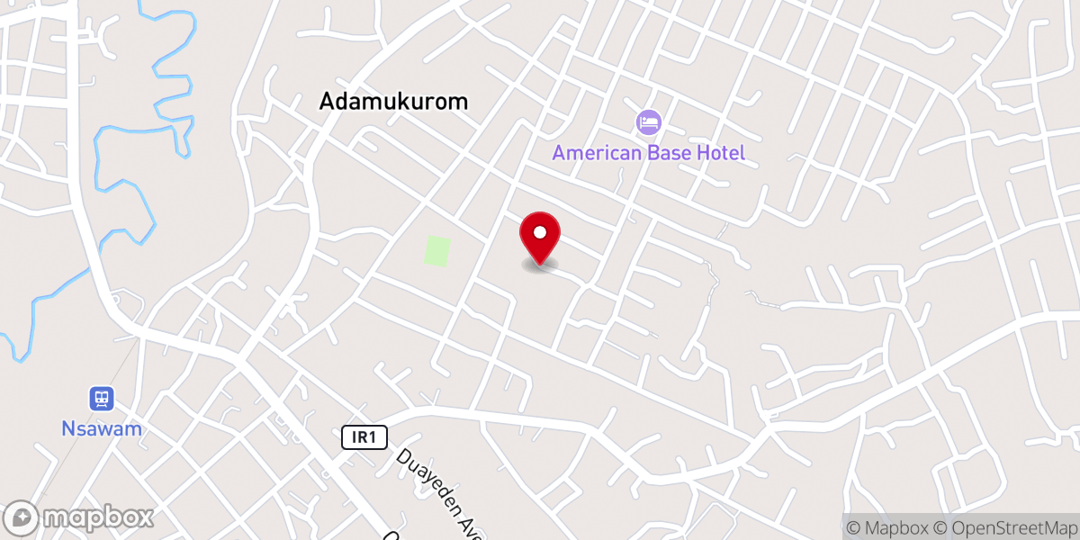Map showing location of Voice of the Lord Evangelical Church Nsawam