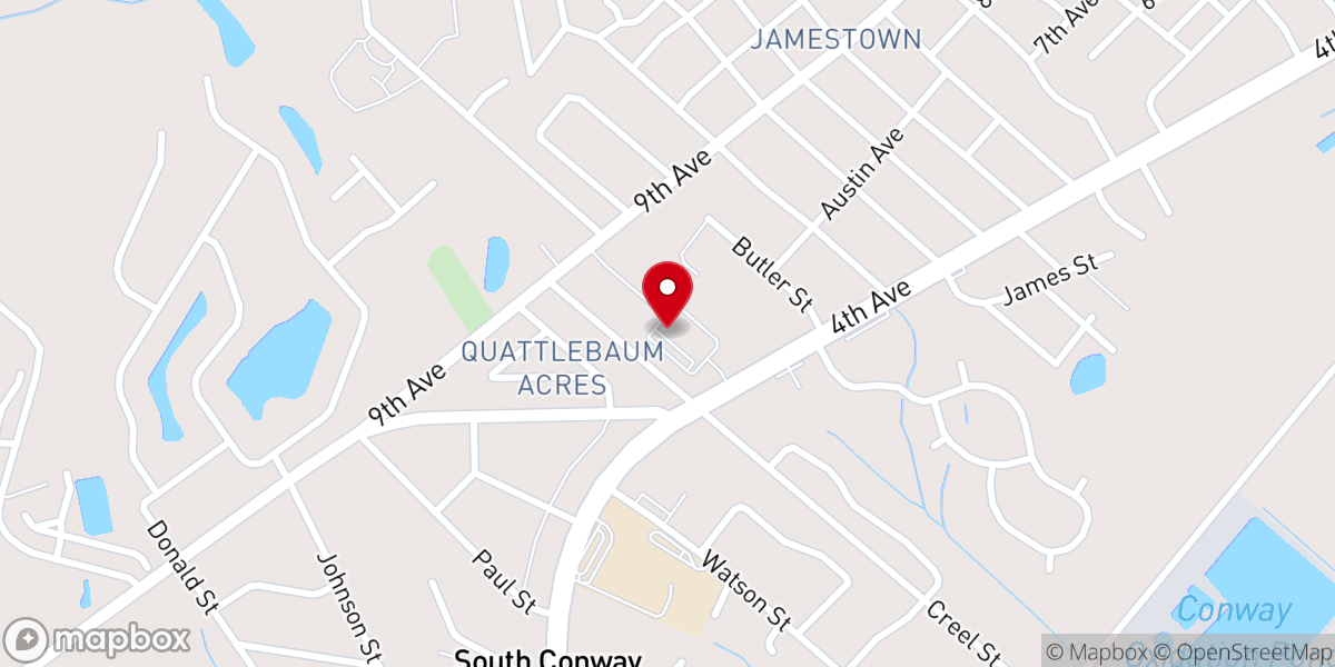 Map showing location of Jamestown Baptist Church