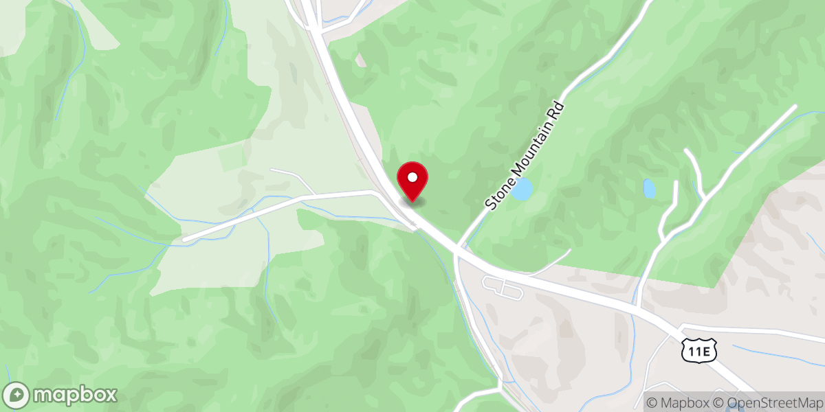 Map showing location of Historic Peaceful Valley Church