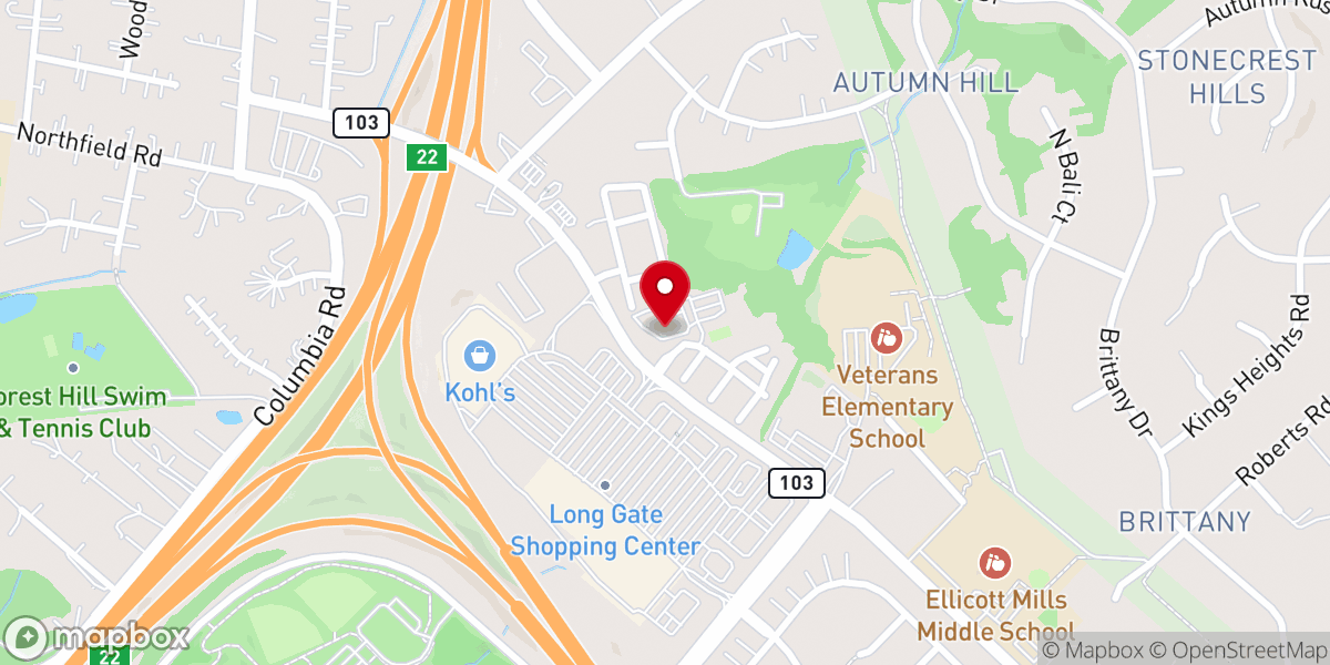 Map showing location of Bethel Baptist Church - Ellicott City, MD
