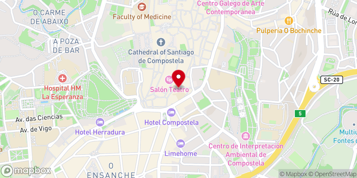 Map showing location of Iglesia de las Huérfanas
