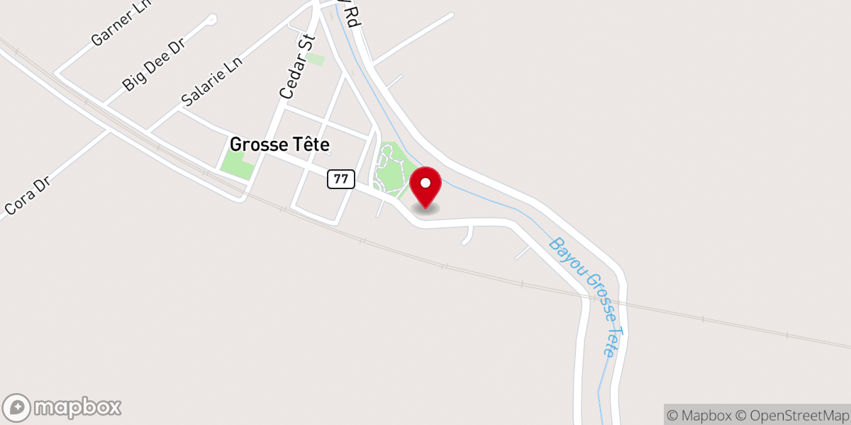 Map showing location of Grosse Tete Baptist Church