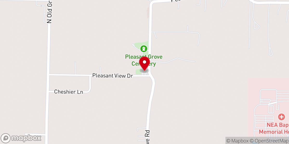 Map showing location of Pleasant Grove United Methodist Church