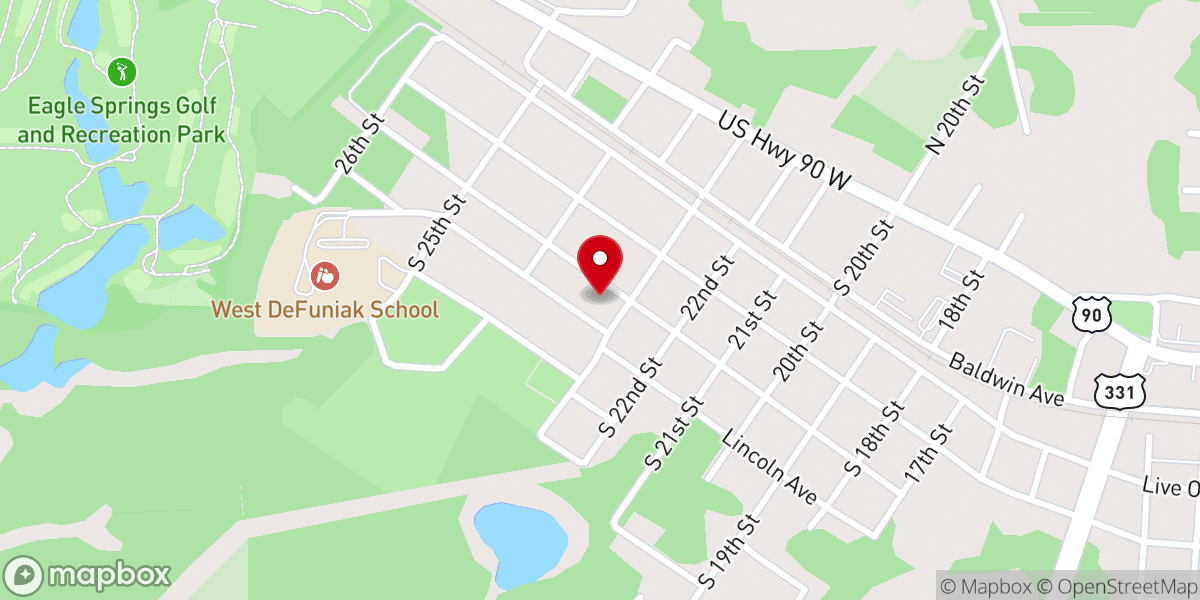 Map showing location of First Assembly of God