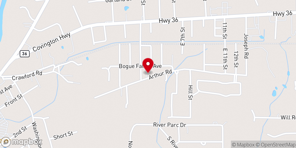 Map showing location of Rose Hill Missionary Baptist Church