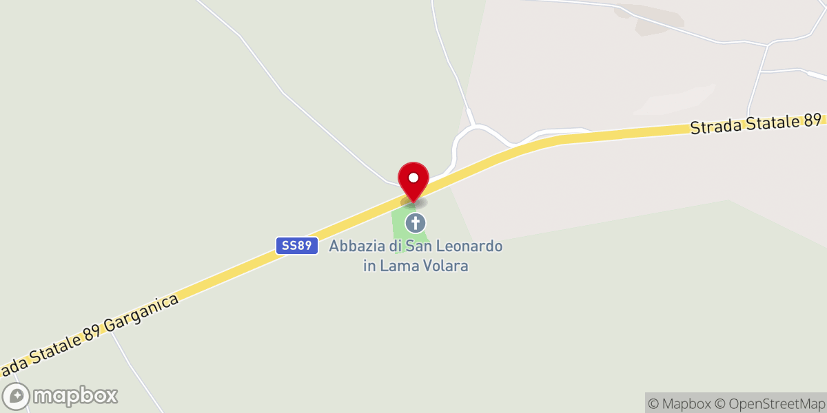 Map showing location of Abbazia San Leonardo Abate in Lama Volara di Siponto