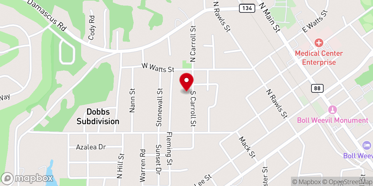 Map showing location of Saint Bulah Baptist Church