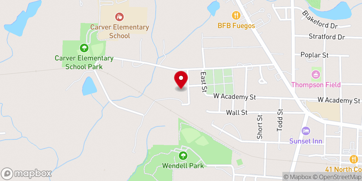 Map showing location of Wendell First Baptist Church