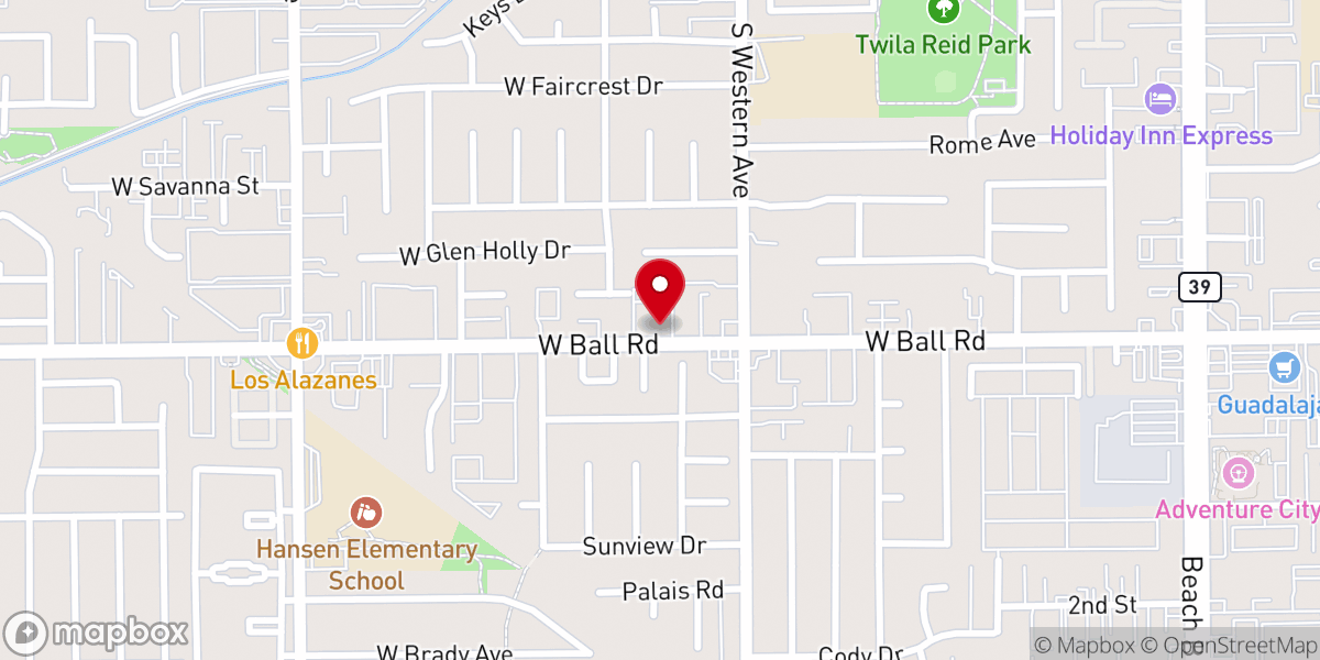 Map showing location of Iglesia Bautista de Anaheim