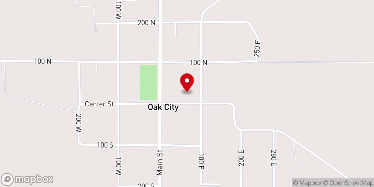 Map showing location of Oak City 1st & 2nd Wards