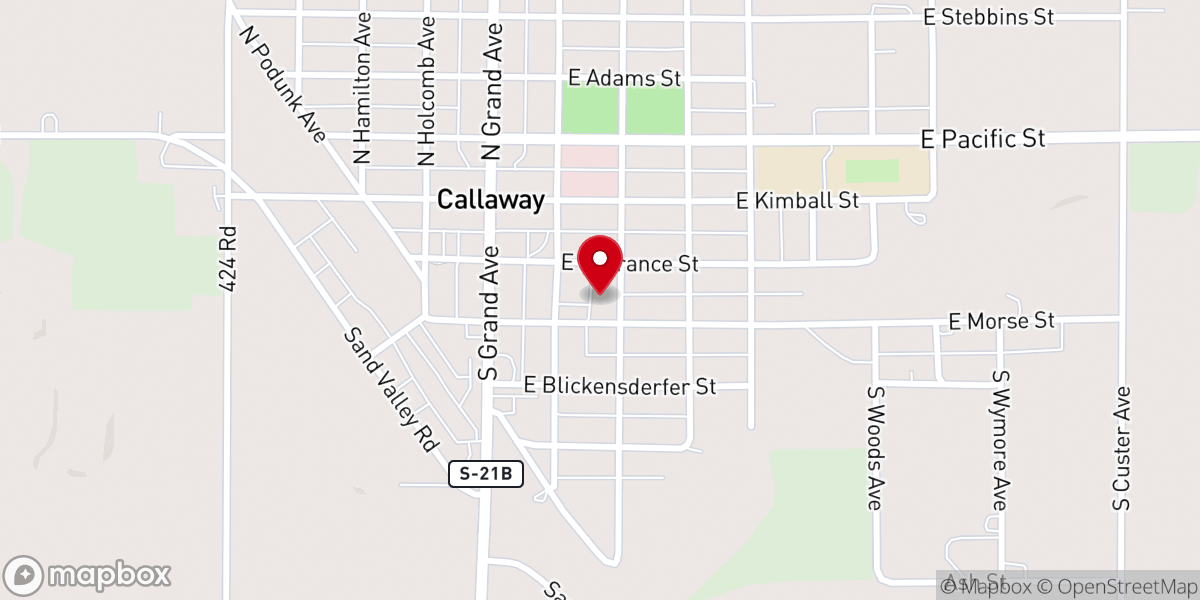 Map showing location of Callaway United Methodist Church