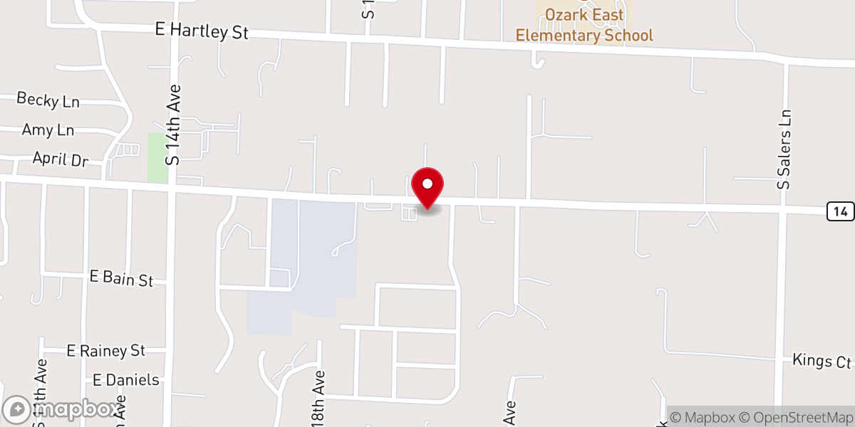 Map showing location of Ozark Presbyterian Church