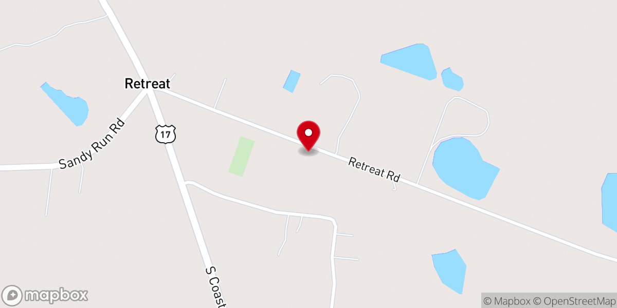Map showing location of New Anderson Grove Baptist Chu
